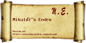 Mikulás Endre névjegykártya